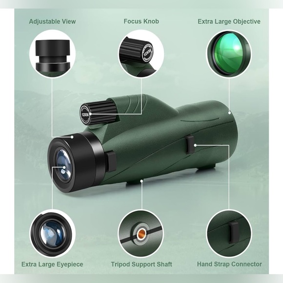 12 X 56 HIGH POWER MONOCULAR TELESCOPE 8 PC SET NEW IN BOX MSRP $100 - Picture 3 of 9